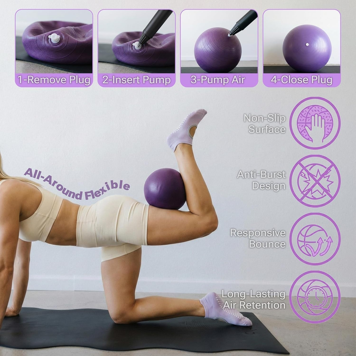 Pilates Premium Full Set 23 Pcs Pilates Equipment with Wrist Weights Pilates Essential Kit Yoga Kit Pilates Ring Mini Yoga Ball Resistance Bands Core Sliders Gift for Women