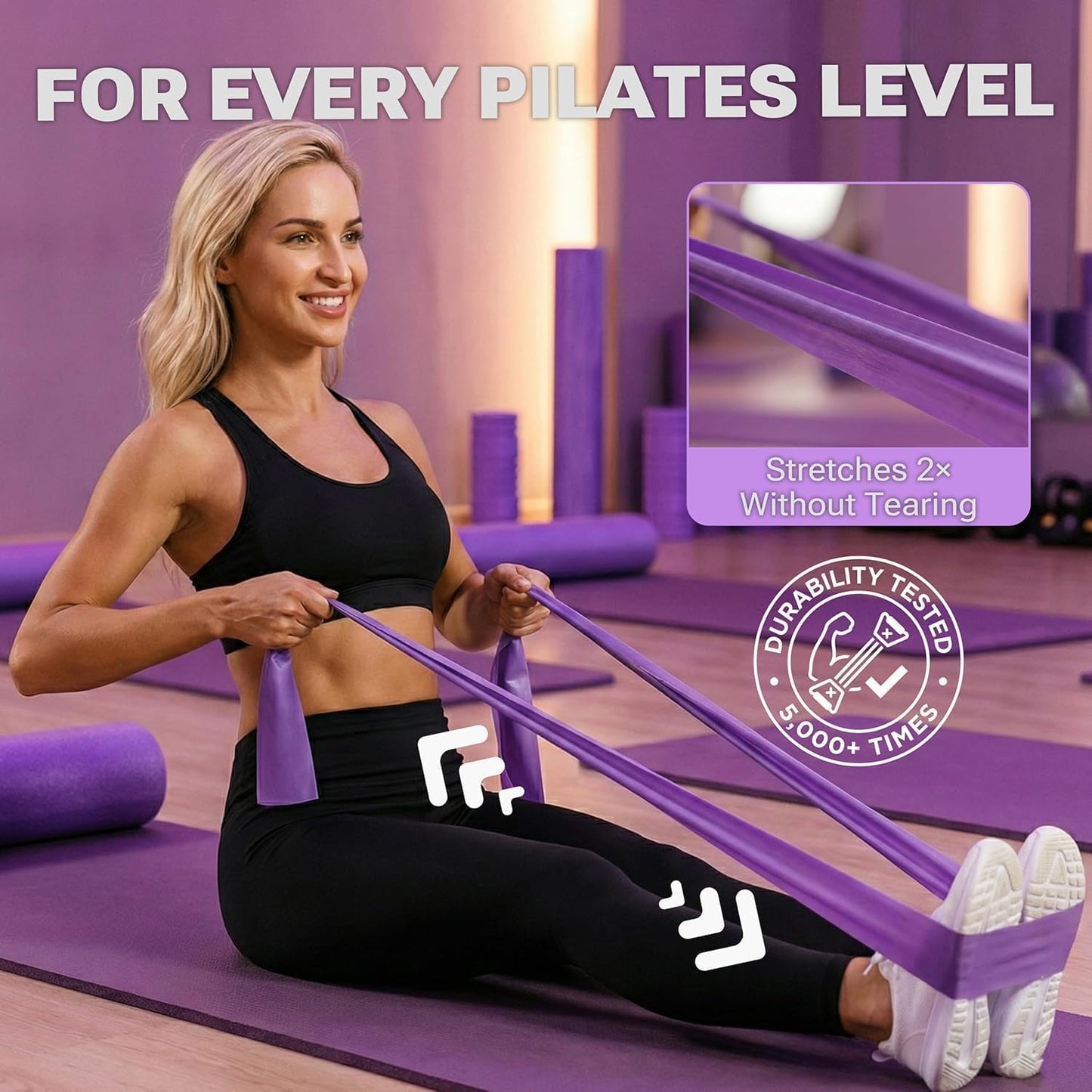 Pilates Premium Full Set 23 Pcs Pilates Equipment with Wrist Weights Pilates Essential Kit Yoga Kit Pilates Ring Mini Yoga Ball Resistance Bands Core Sliders Gift for Women