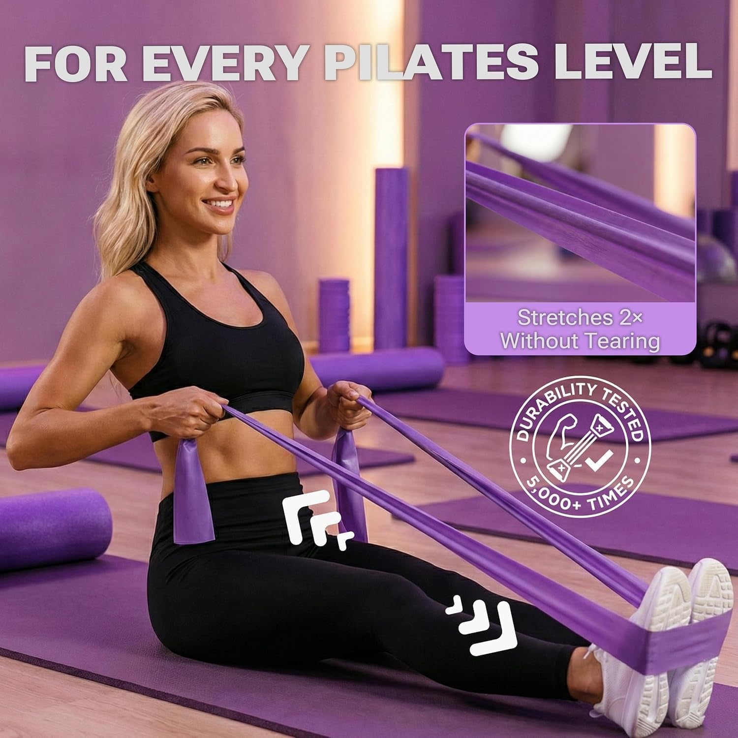 Pilates Premium Full Set 23 Pcs Pilates Equipment with Wrist Weights Pilates Essential Kit Yoga Kit Pilates Ring Mini Yoga Ball Resistance Bands Core Sliders Gift for Women