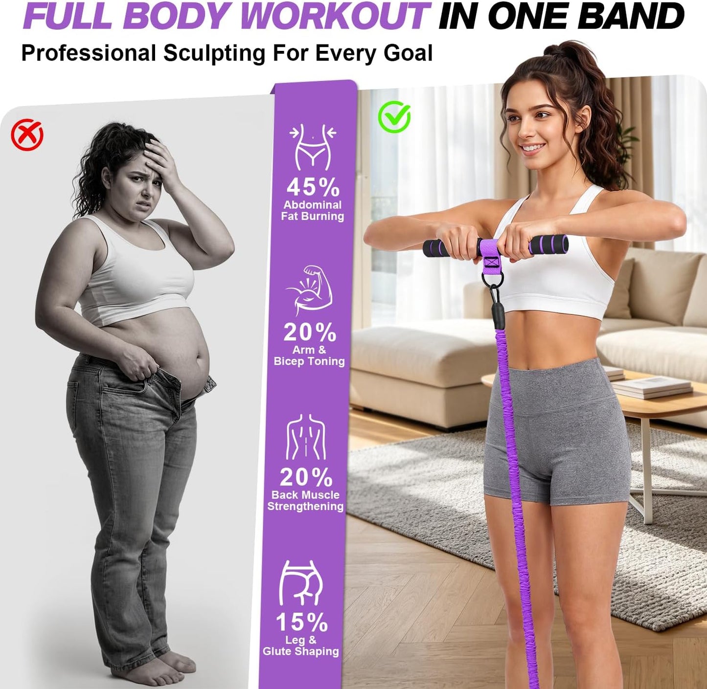 Multifunction Pedal Resistance Band with Handle, Upgraded 3 Tube Adjustable Foot Resistance Bands for Core, Arm, Legs, Body Puller Trainer - Pilates & Home Gym Equipment for Women Men Exercise