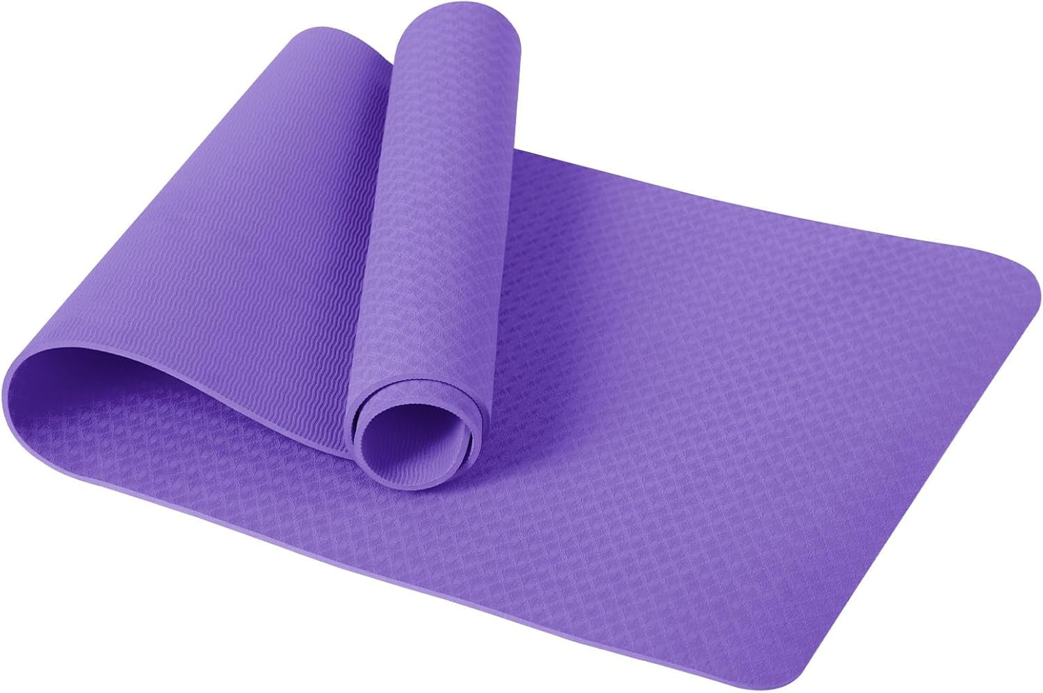 Yoga Mat TPE Exercise Mat Non-Slip 183X61X0.6Cm | Sweat Resistant Pilates Mat for Home Gym Workout, Lightweight Fitness Mat with Carry Strap for Women Men